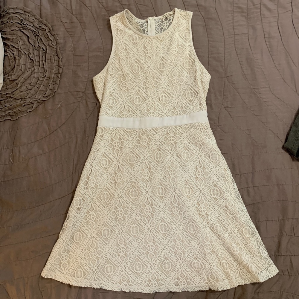 White lace knee length dress
